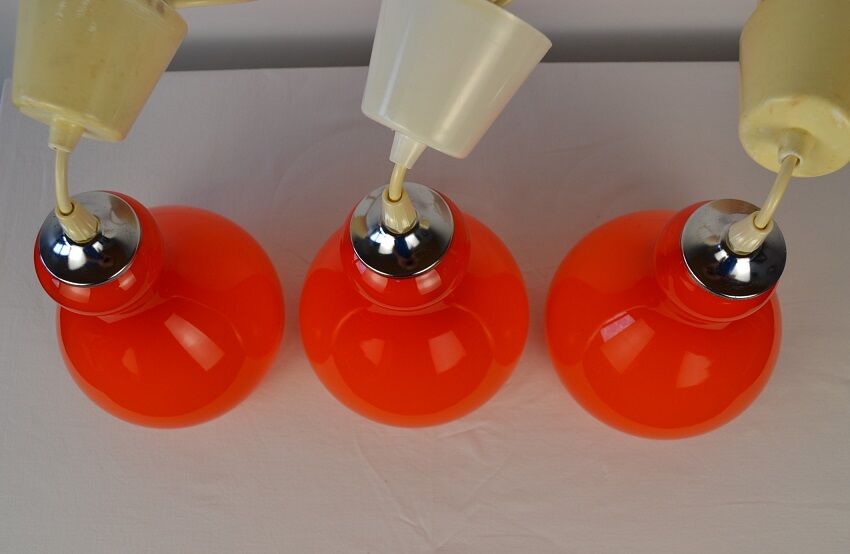 Vintage orange opaline hagning lamps from the 70s