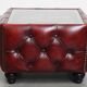 Red Cowhide Leather Chesterfield Side Table with Glass Top
