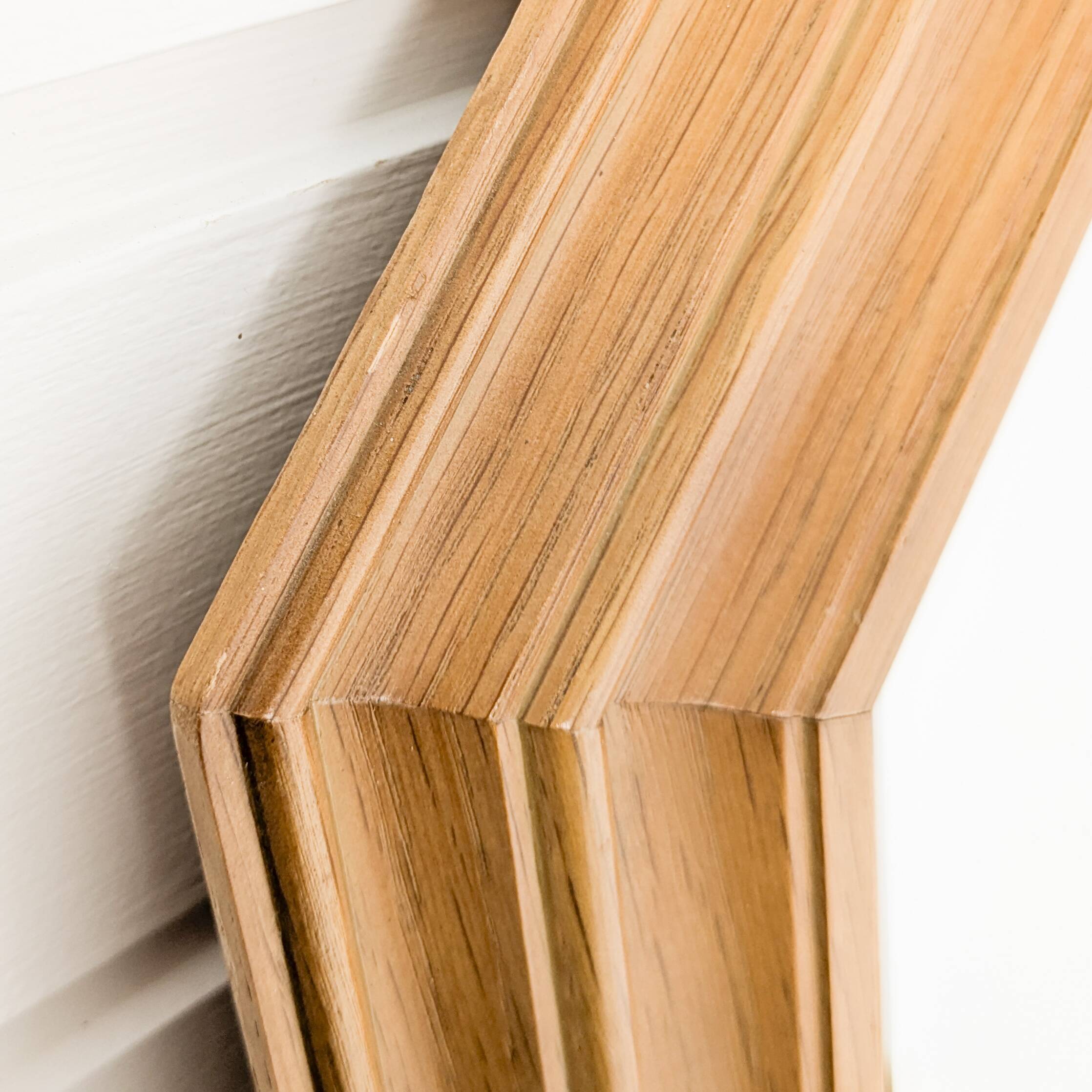 Miroir vintage octogonal en bois massif, style Mid-Century