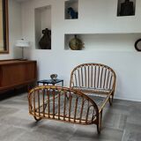 Rattan basket bed from the 50s