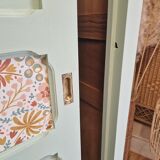 Wardrobe in old wood, renovated and restyled in celadon green