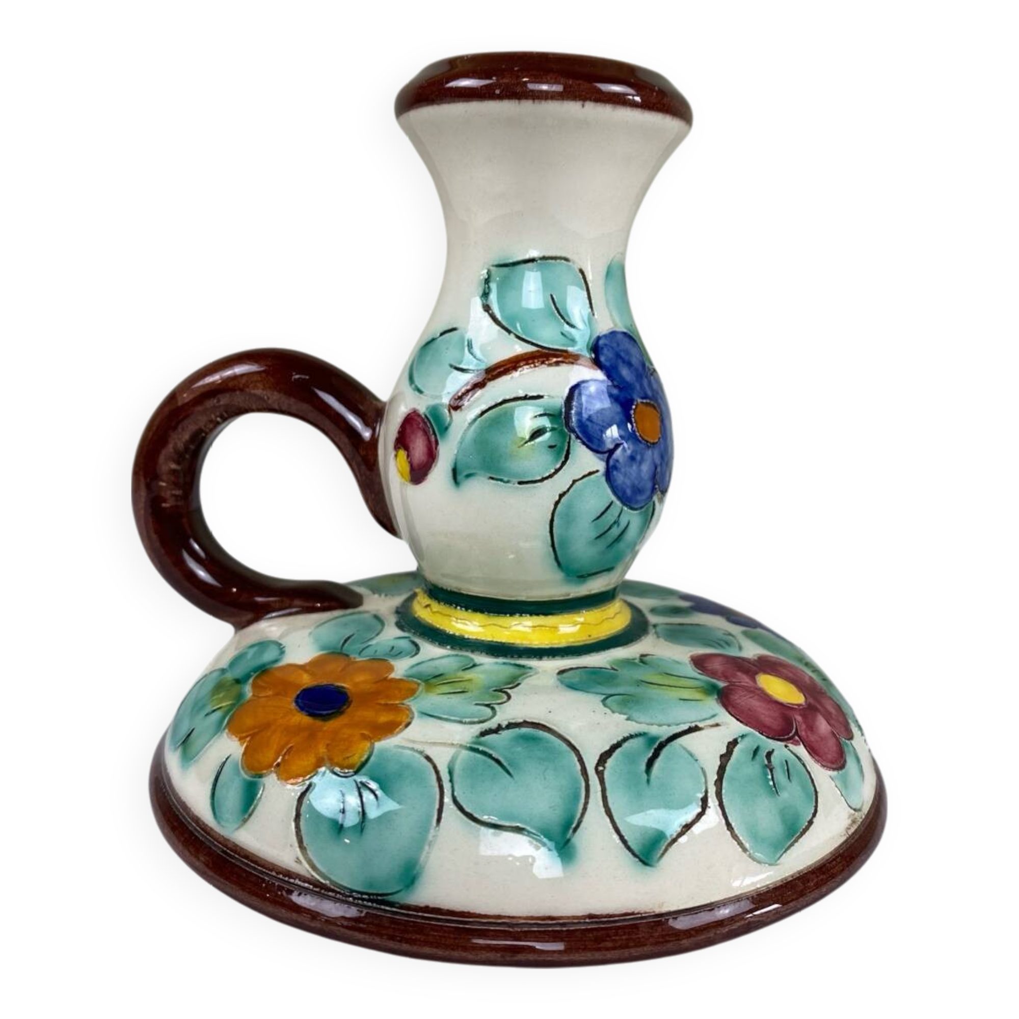 Decorated ceramic candle holder
