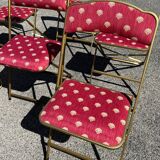 Set of 6 gold metal folding chairs