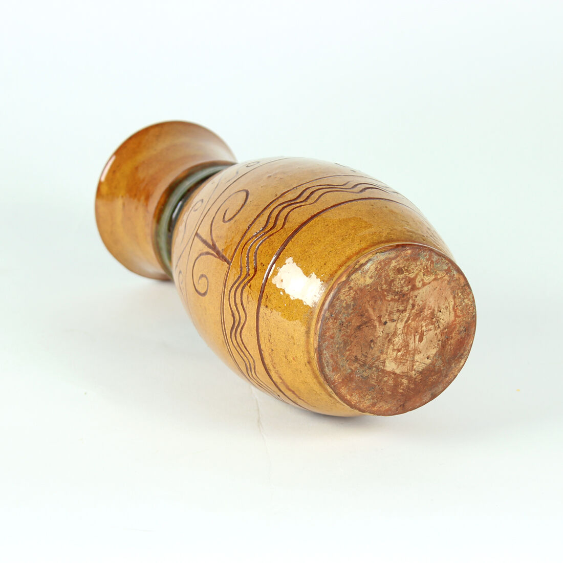 Brown ceramic vase, folk art, Czechoslovakia 1950s