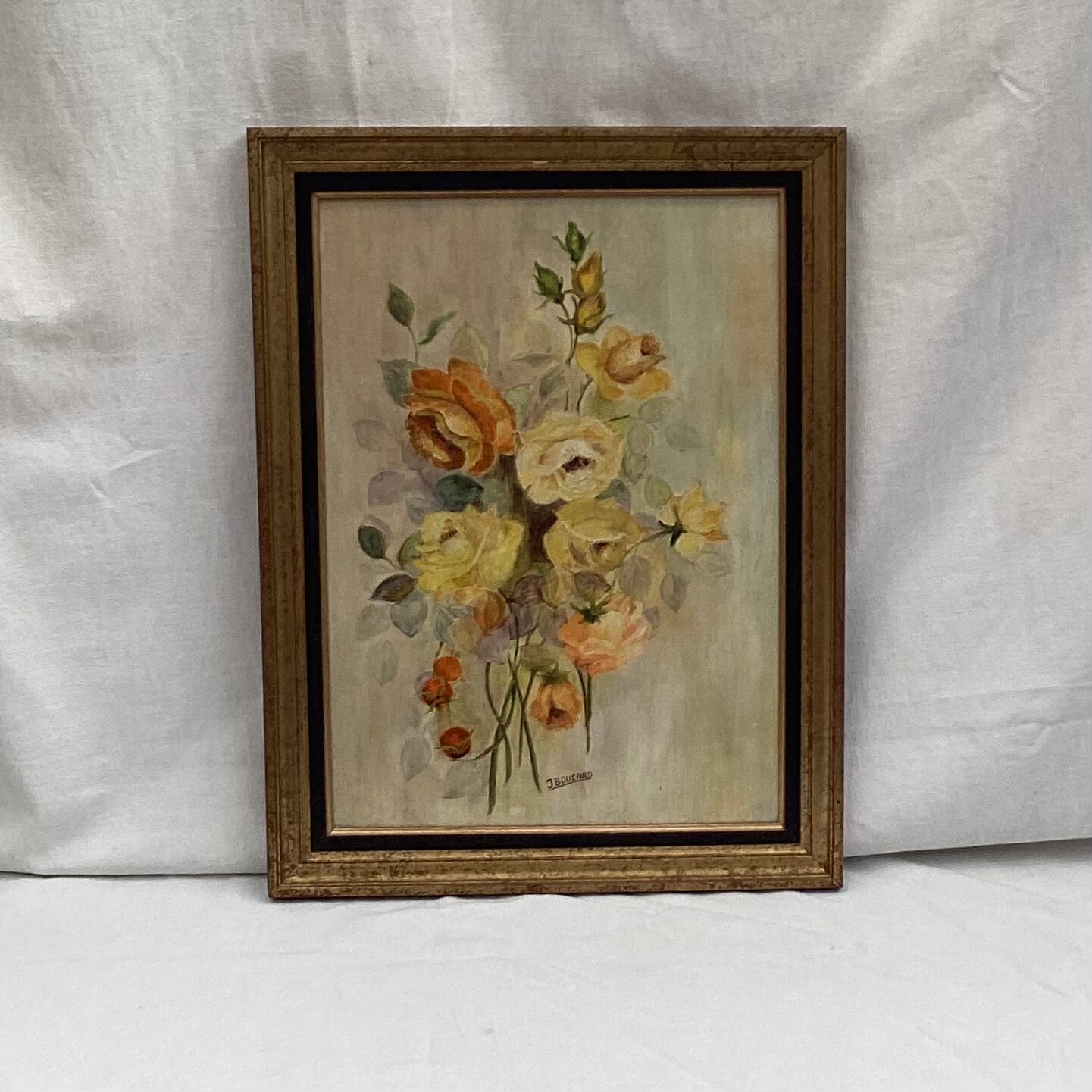 Painting oil on isorel signed "bouquet of roses"
