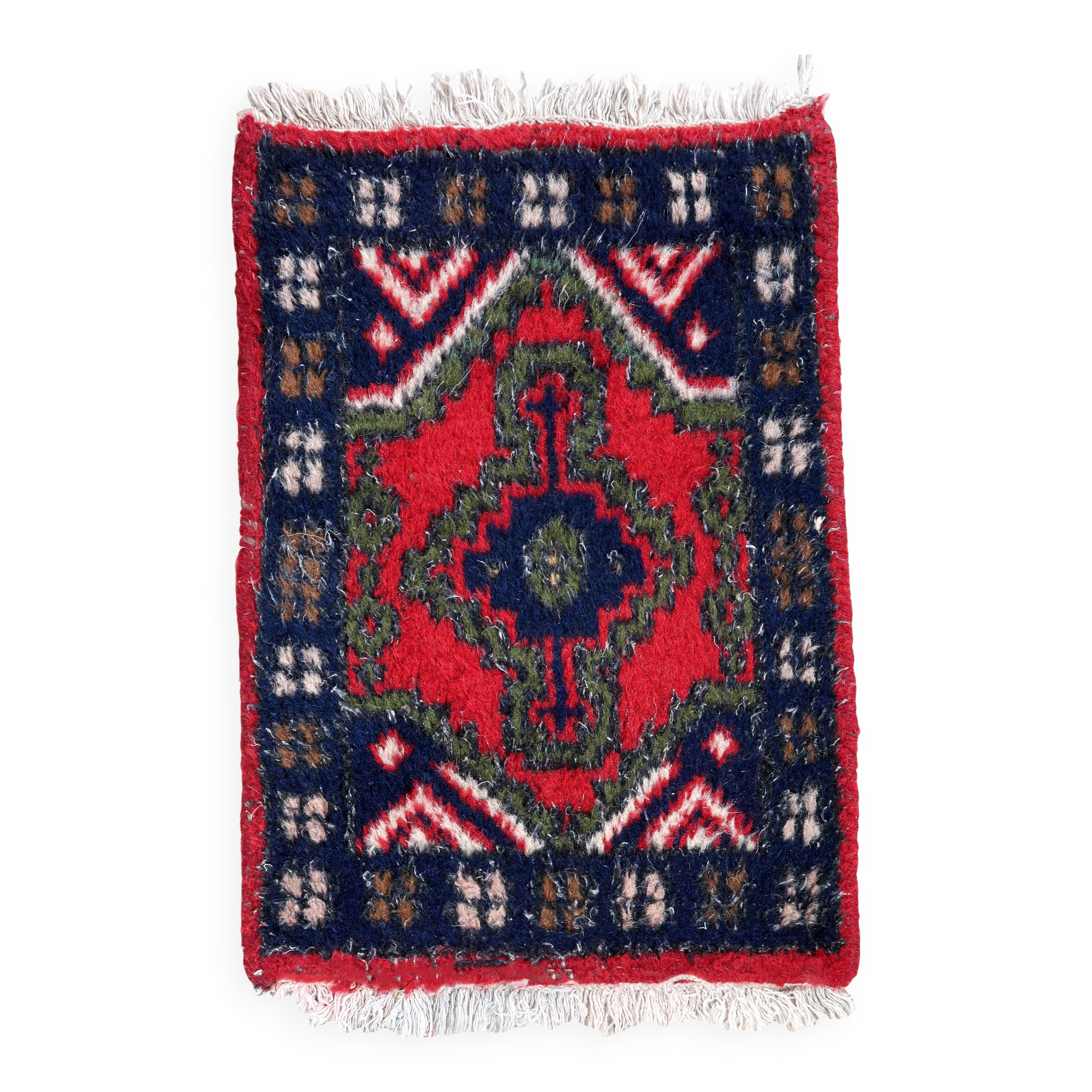 Tapis vintage du Moyen-Orient Hamadan fait main en laine – 40 x 58 cm 1970s