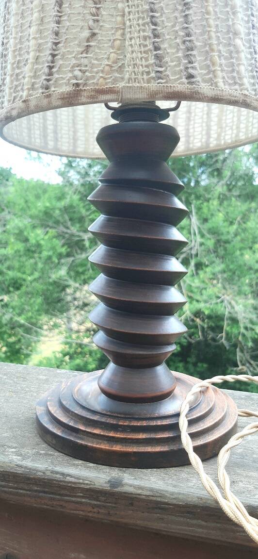 Art Deco turned wood lamp