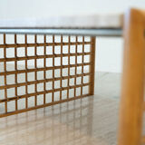 Travertine and rattan coffee table