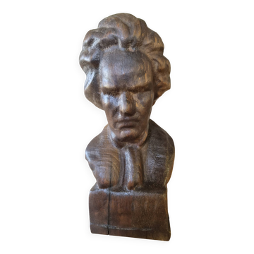 Wooden bust of Beethoven - vintage statue