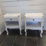 Pair of white patinated Louis XV style bedside tables