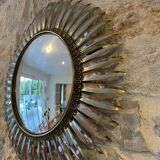 Deknudt convex sun mirror in metal, 70s