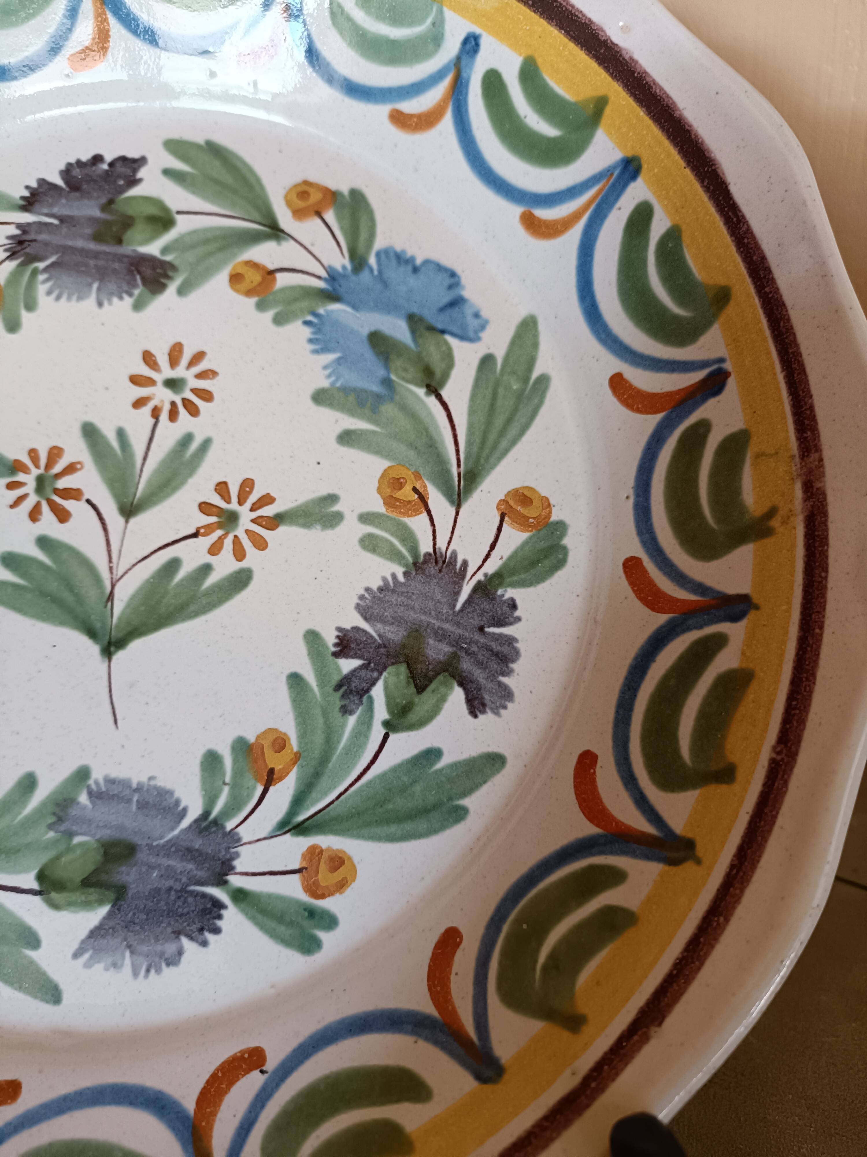 Antique hollow plate from Nevers pottery.