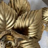 Pair of vintage Masca wall lights with golden flowers, 1970s