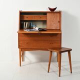 Secrétaire en teck scandinave avec miroir caché, années 1960