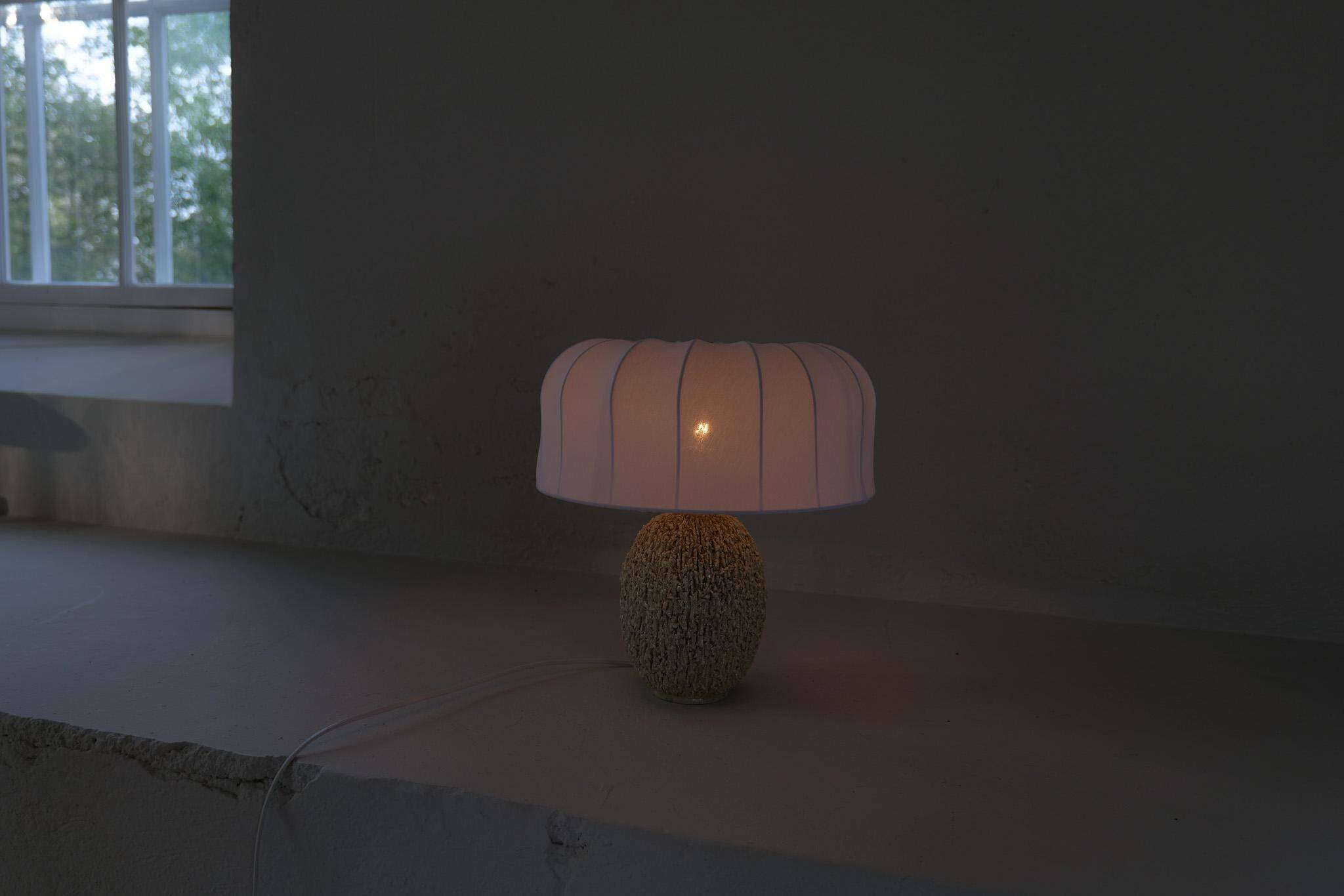 Large modernist mid-century table lamp "Chamotte" Gunnar Nylund Rörstrand, Sweden
