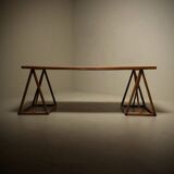 Bureau ou table à manger en treillis italien des années 1970 en bambou et rotin.