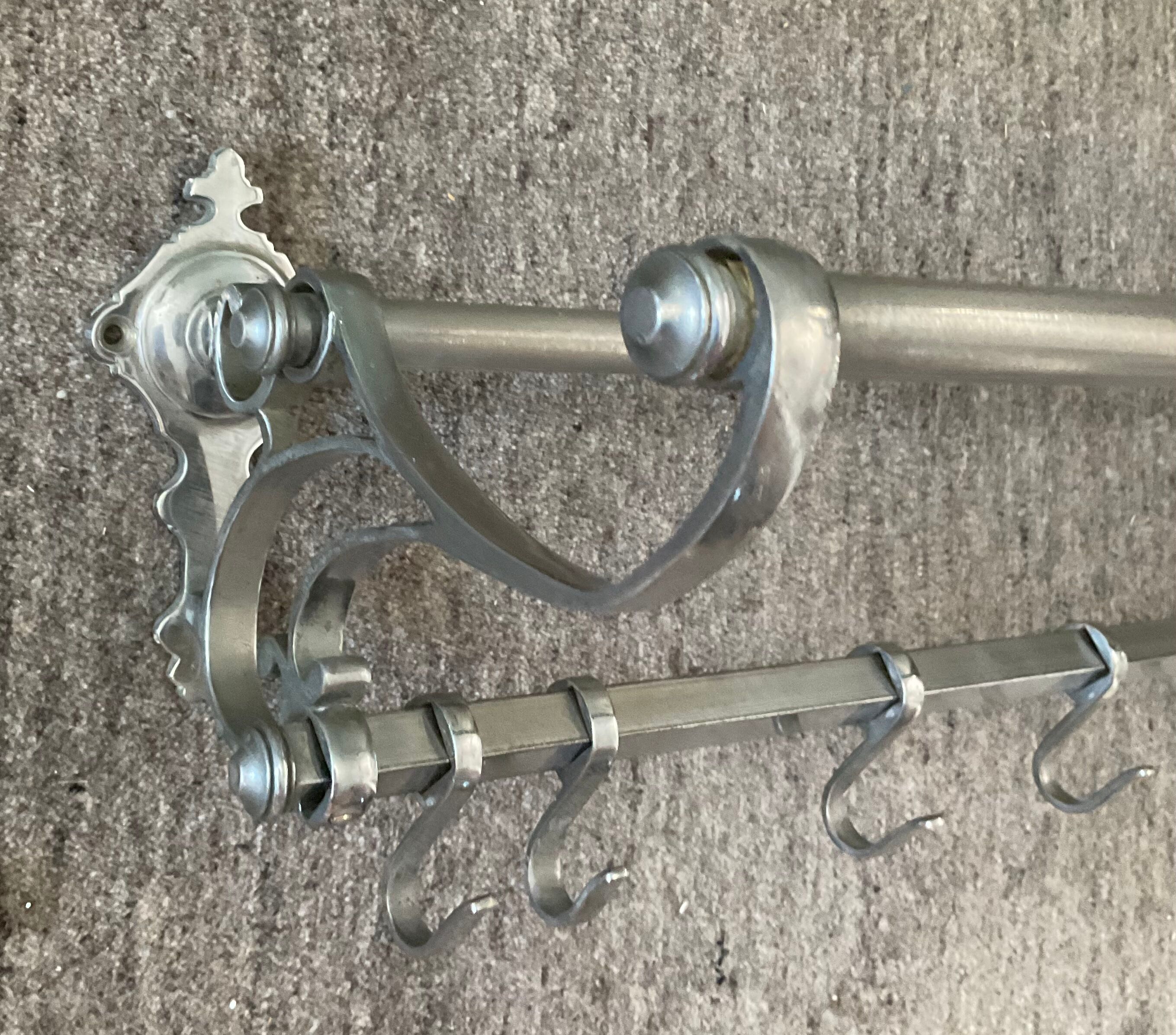 Art deco aluminum wardrobe coat rack with hat holder