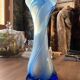 Large twisted blue vase made of Empoli glass, Tuscany, Florence (1950, Italy)