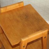 2 light oak bedside tables with two shelves from 1950.