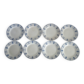 8 dinner plates with vintage Louvois model Nouvelles Galeries dish