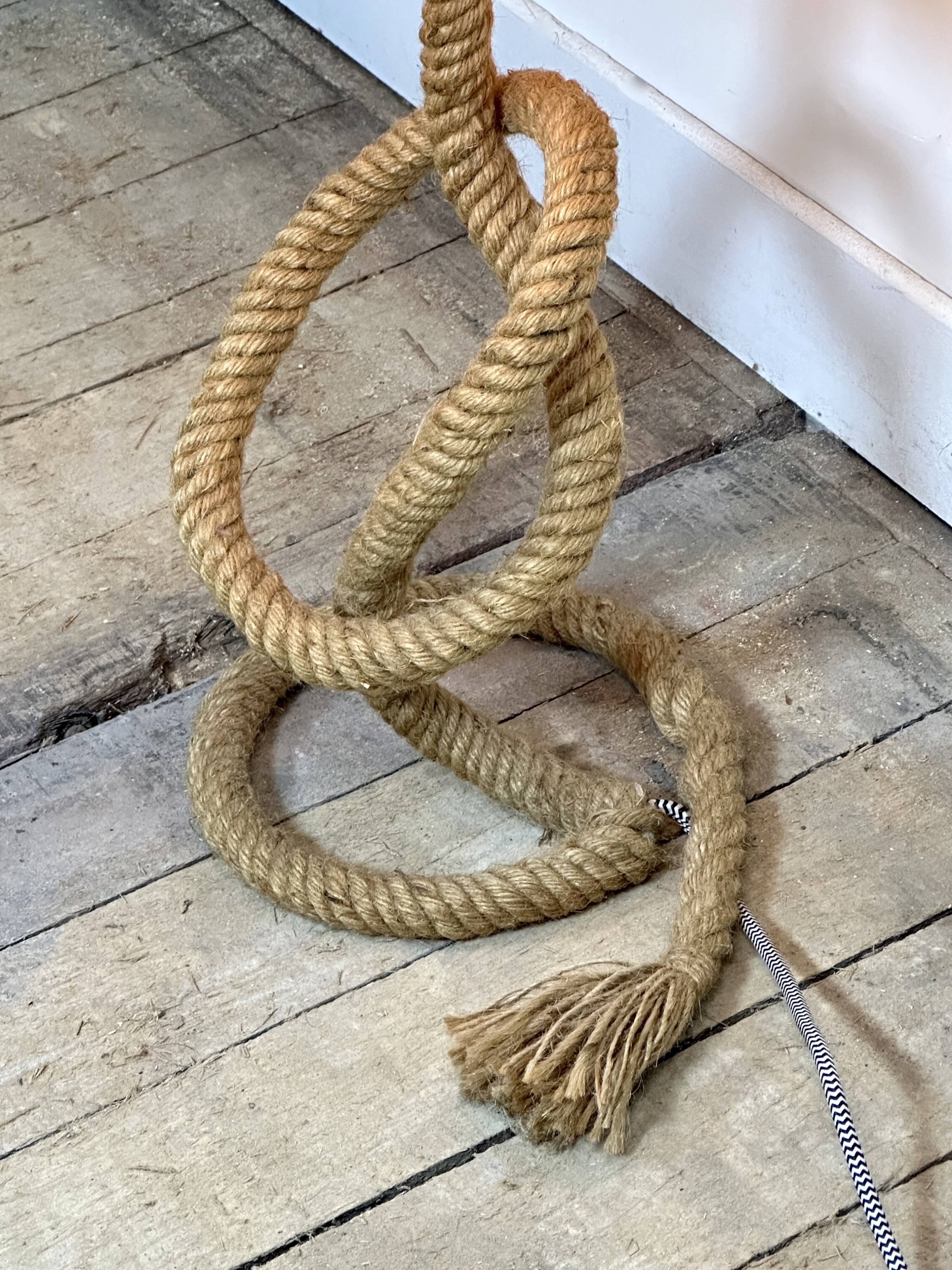 Audoux Minet lamp in rope and raffia 1950s