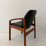 Mid-century modern chair in teak and black leather, Germany, 1960s