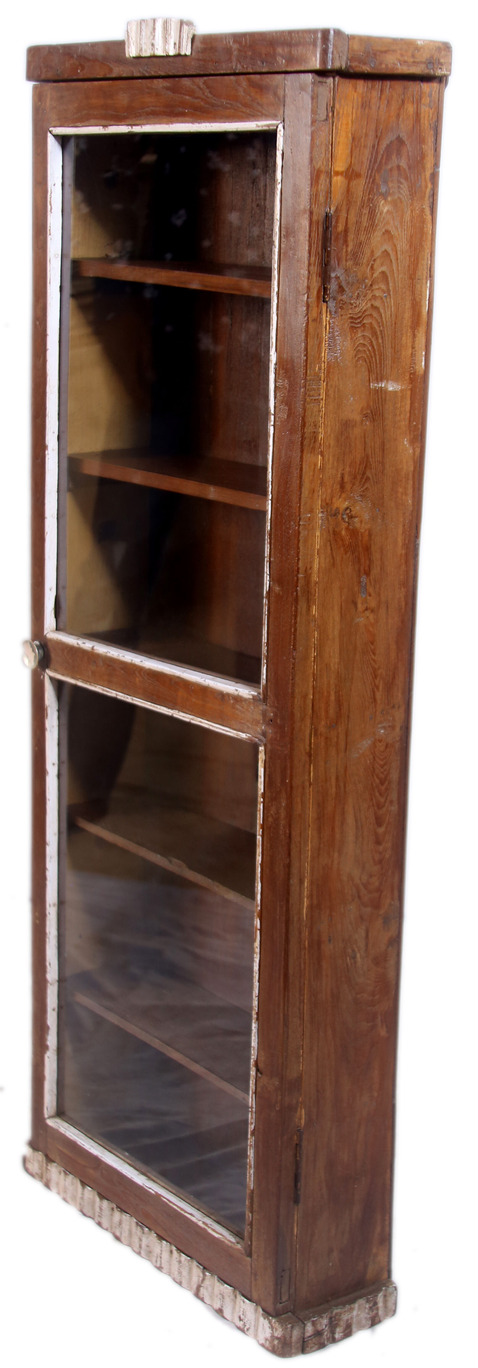 Art Deco wall showcase in ancient Burmese teak