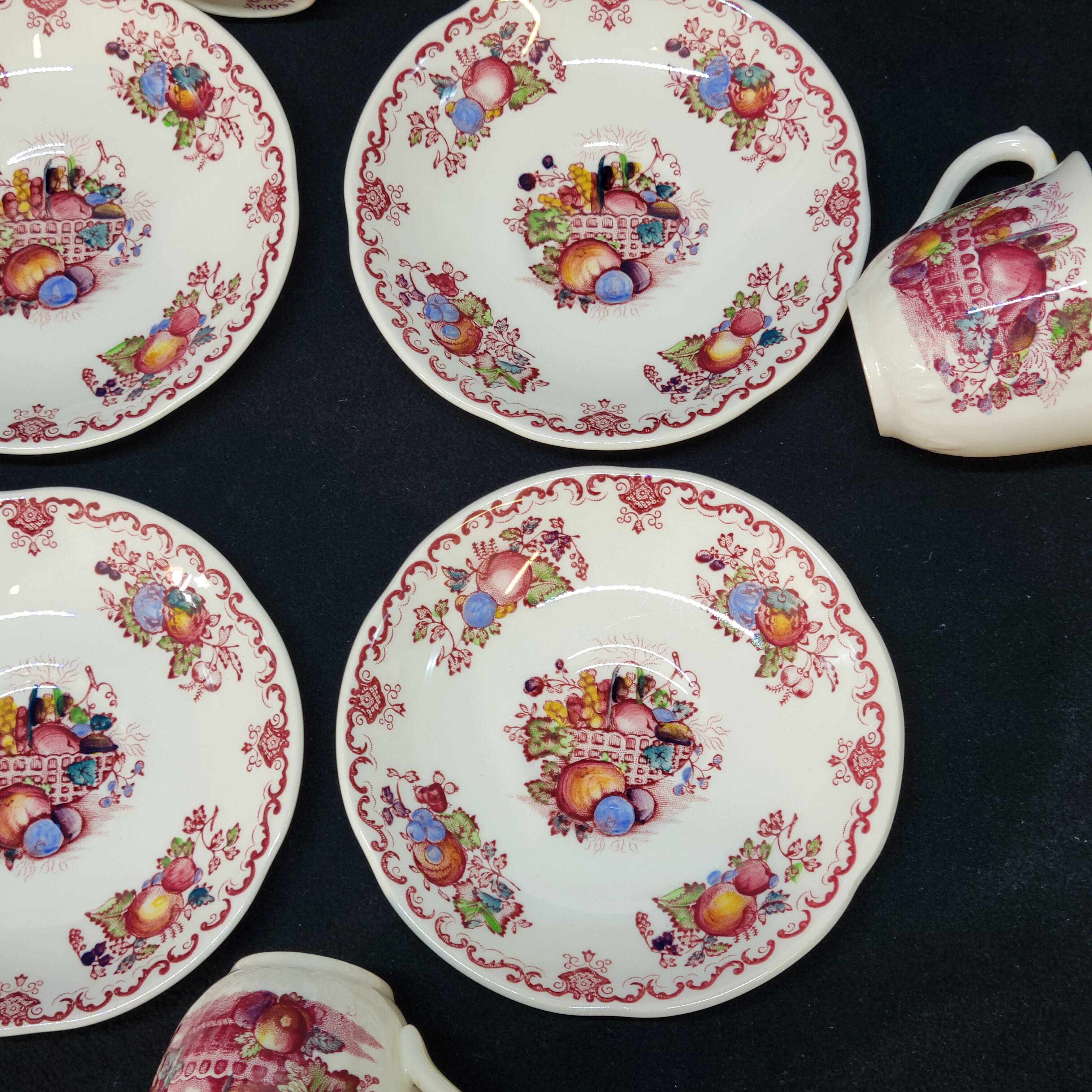 4 Mason's Fruit Basket Coffee Cups and Saucers Made In England