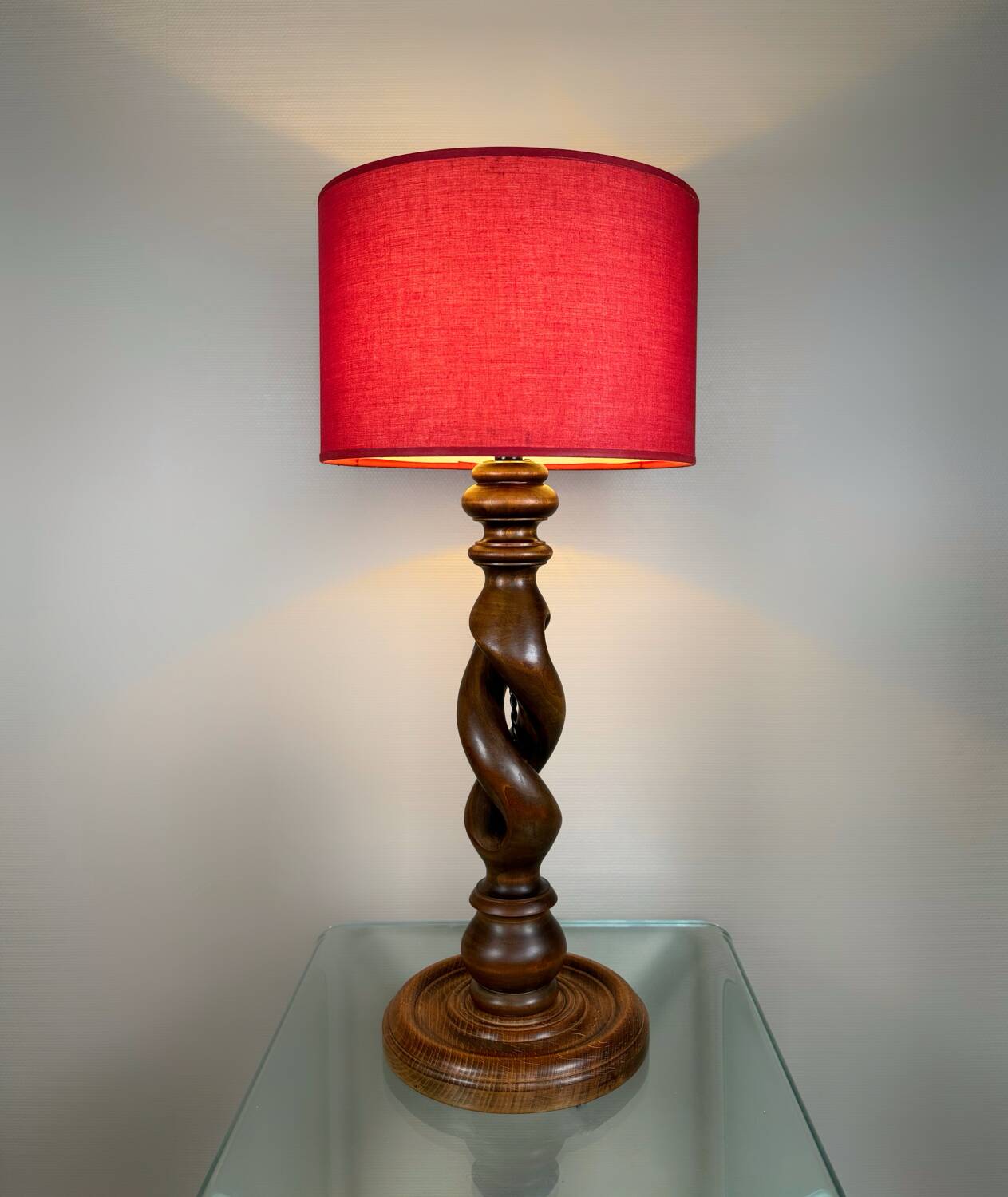 Twisted wood lamp from the 1960s