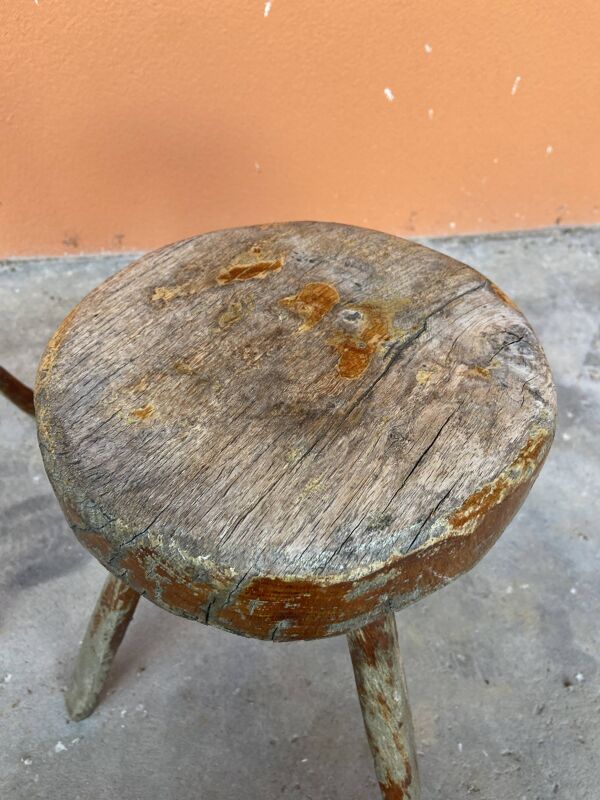 Paire de tabourets de ferme antique 1900s
