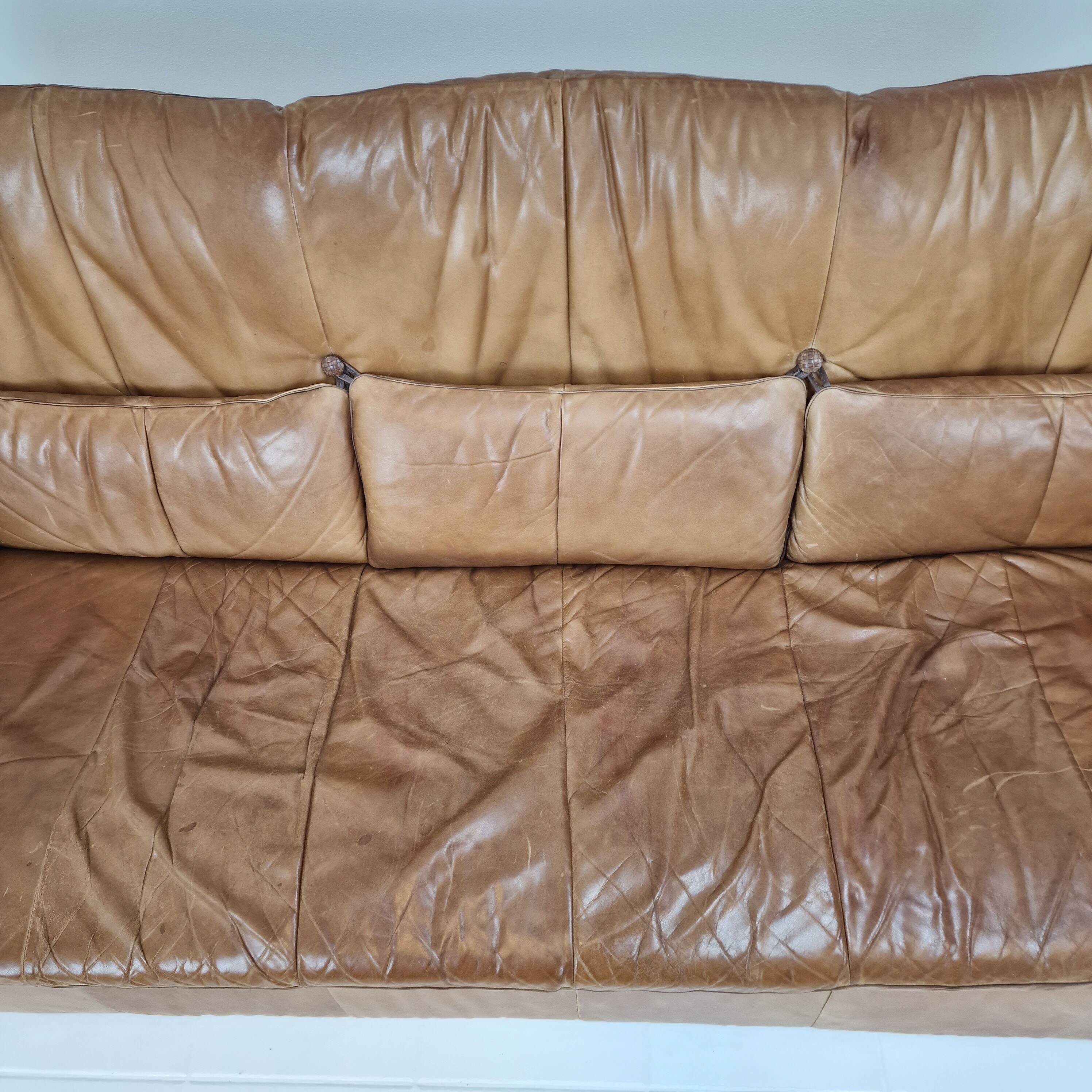High Back Sofa By Gerard van den Berg for Montis in Cognac Leather, 1980's