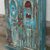 Old blue wooden cabinet with beautiful patina