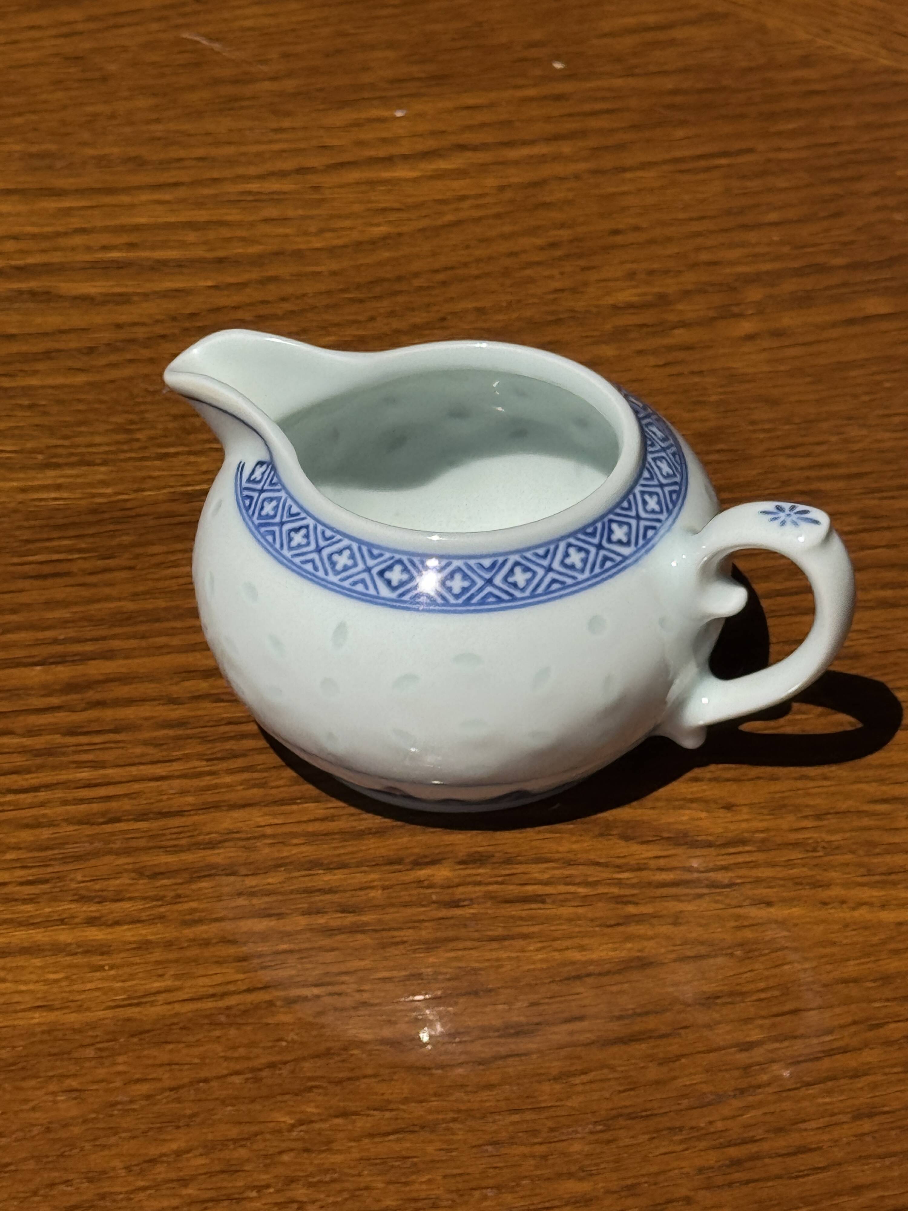 Small Chinese blue and white tea set for 6 cups and saucers.