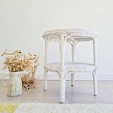 Table basse ancienne en rotin blanc