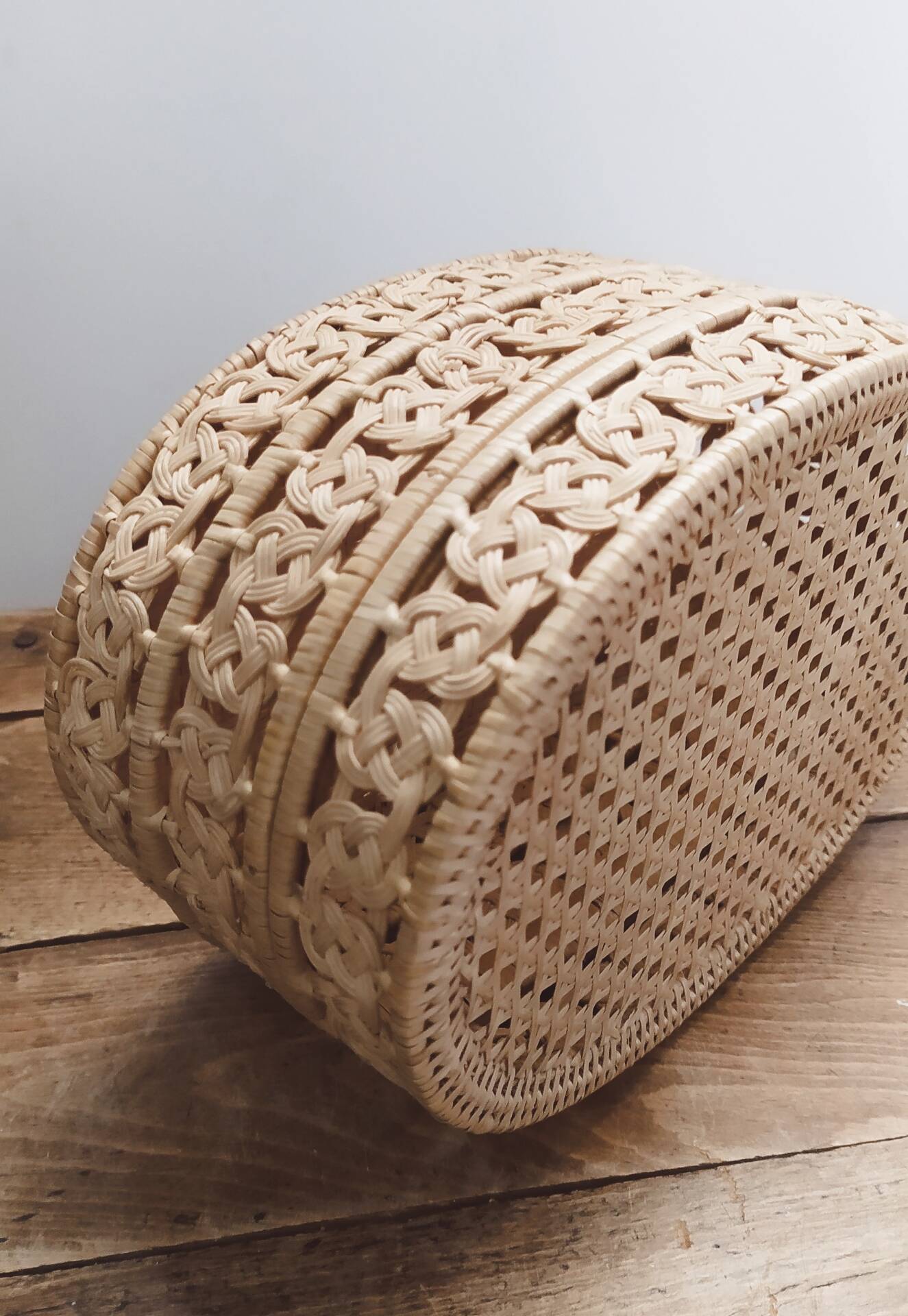 Vintage woven rattan box, case