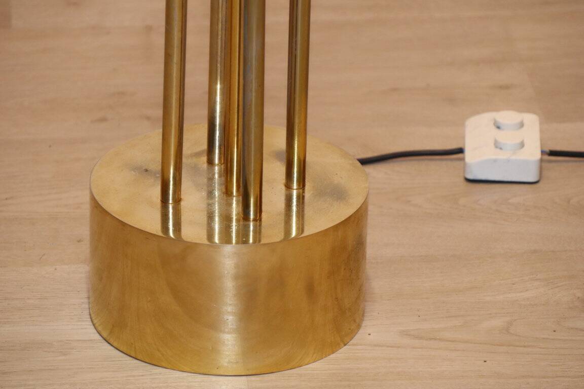 Vintage model F415 floor lamp in gold metal, Saint Germain Lumière edition, 1970