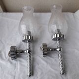 Pair of chrome wall lights
