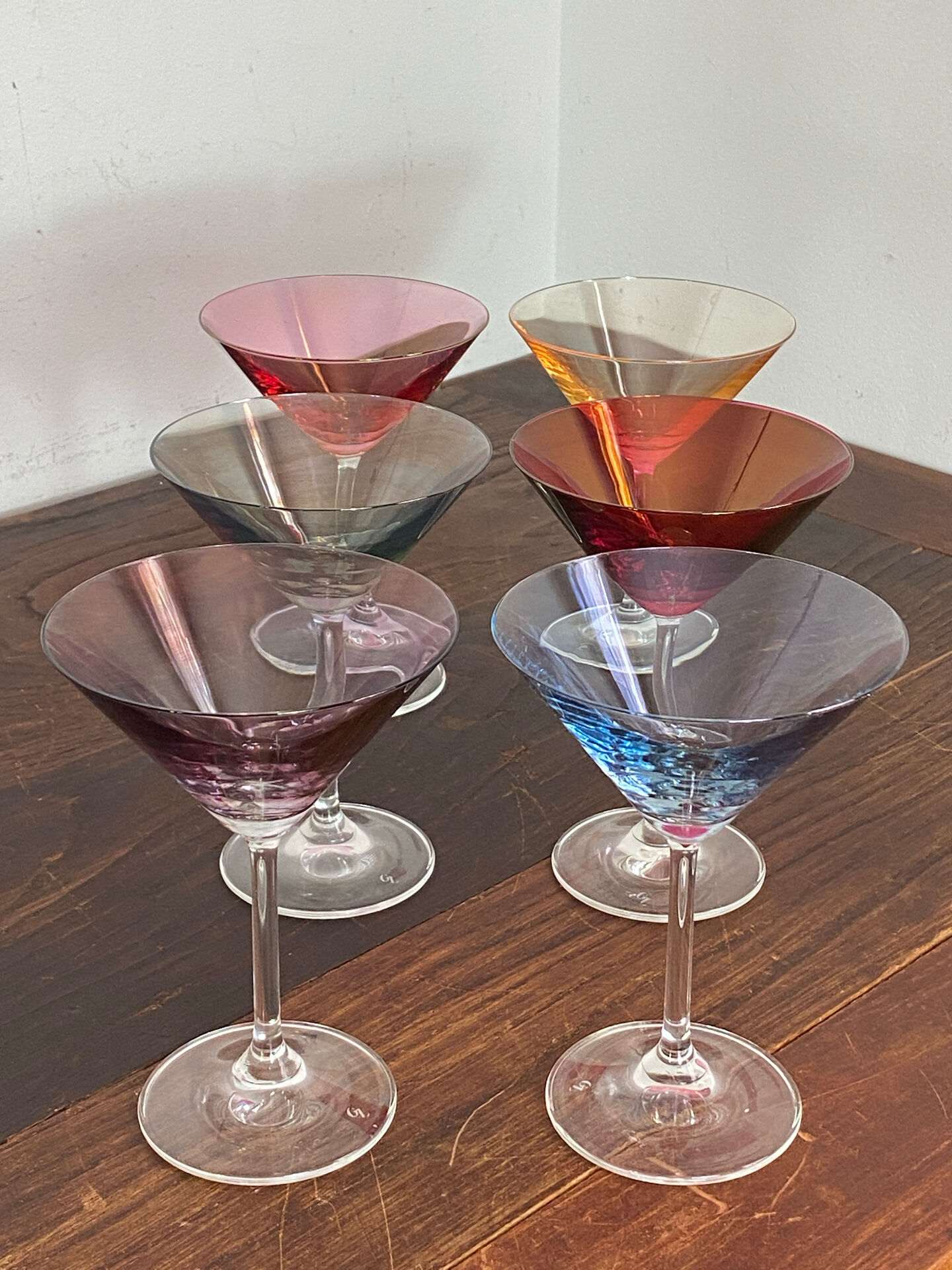 Cocktail glasses in glass