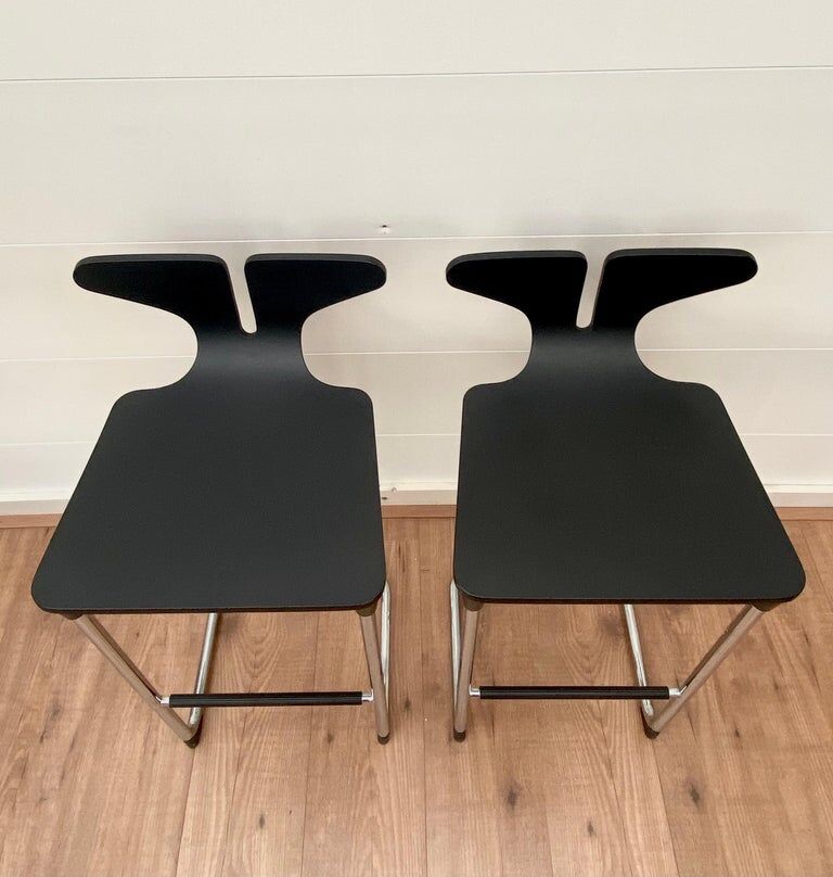 Modern Black and Chromed Barstools from Casamania, Set of 2