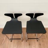 Modern Black and Chromed Barstools from Casamania, Set of 2
