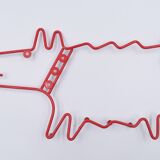 Vintage dog-shaped wall coat holder 90's Ikea red lacquered metal