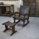 Armchair with ottoman by Angel Pazmino in brown wood and leather from the 1960s.