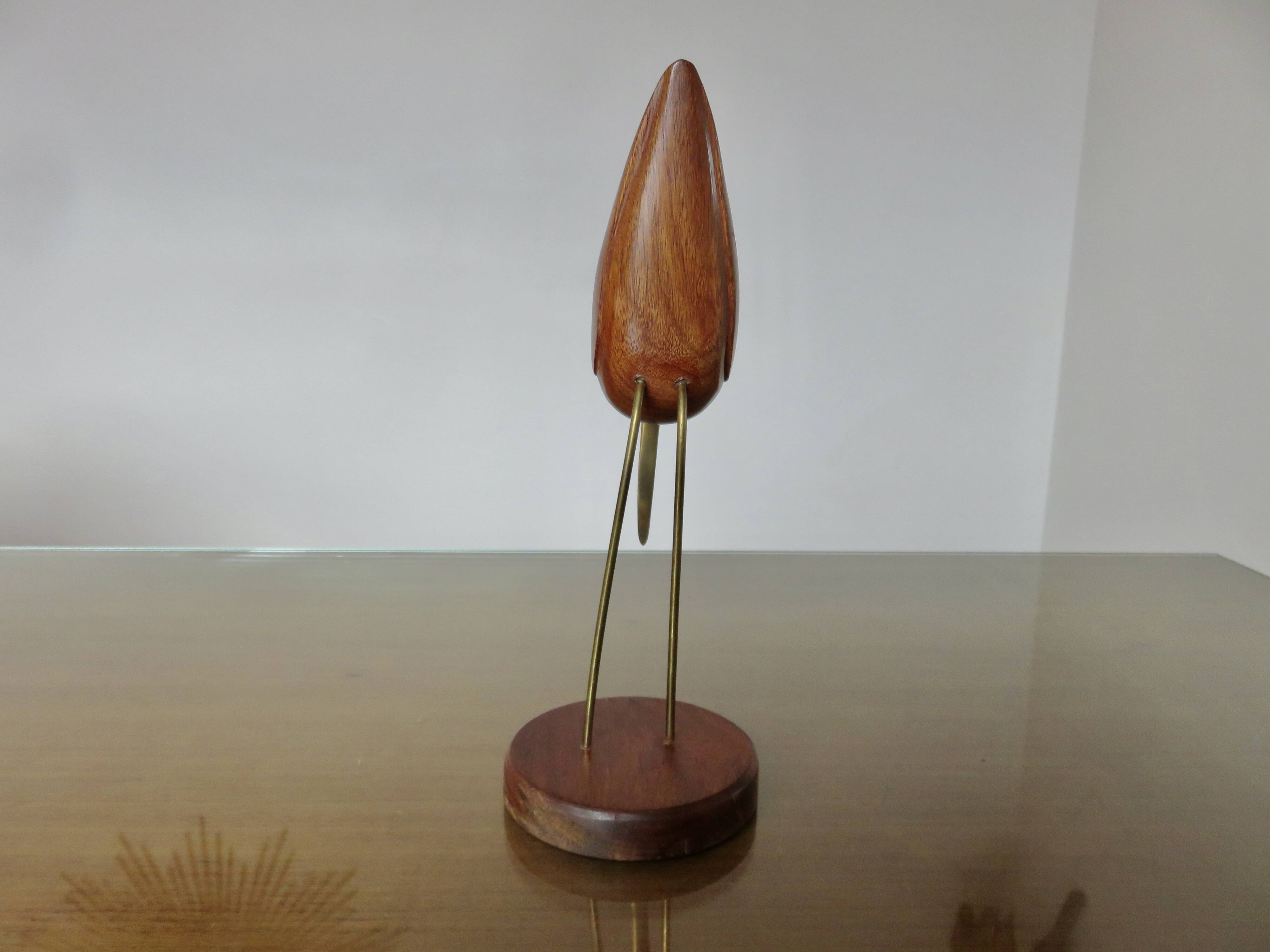 Scandinavian heron in teak and brass 1970