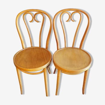 Pair of curved wooden bistro chairs
