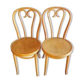 Pair of curved wooden bistro chairs
