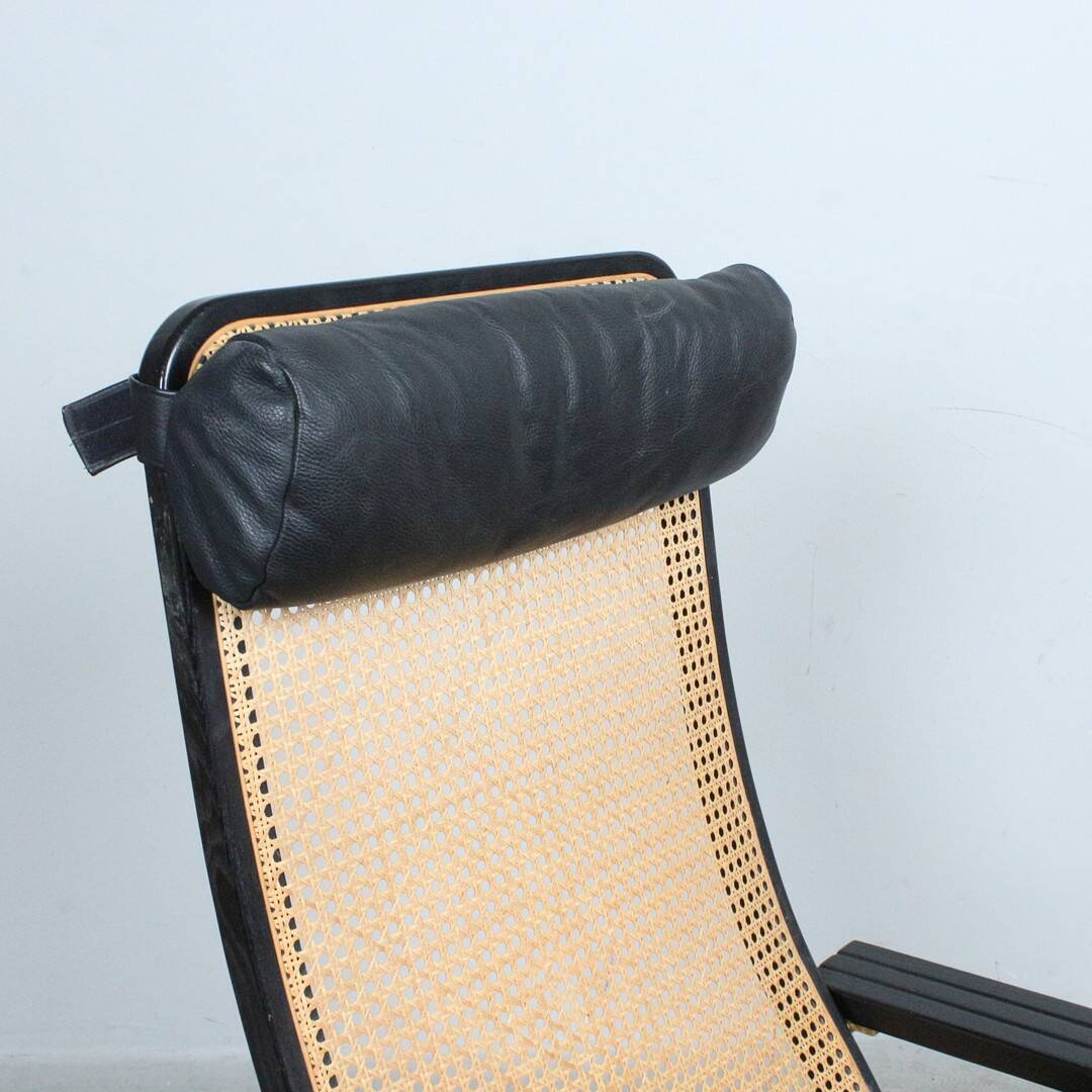 1980s Lounge Chair — Wiener Weave & Leather — Adjustable Backrest — Vintage