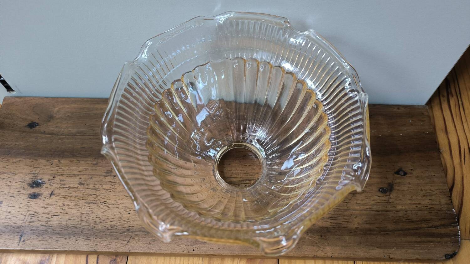 Vintage pressed molded amber glass lamp globe