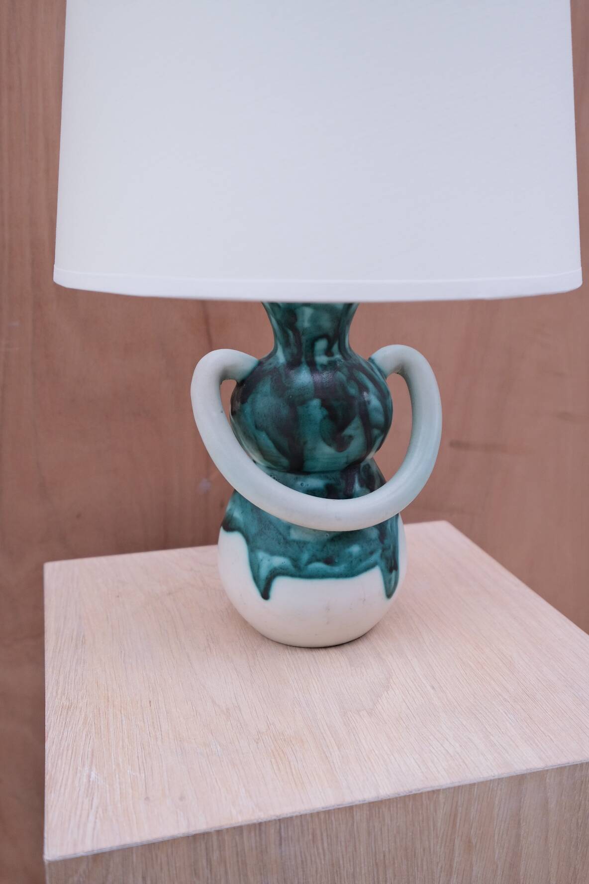 Enamelled ceramic lamp, France 1950