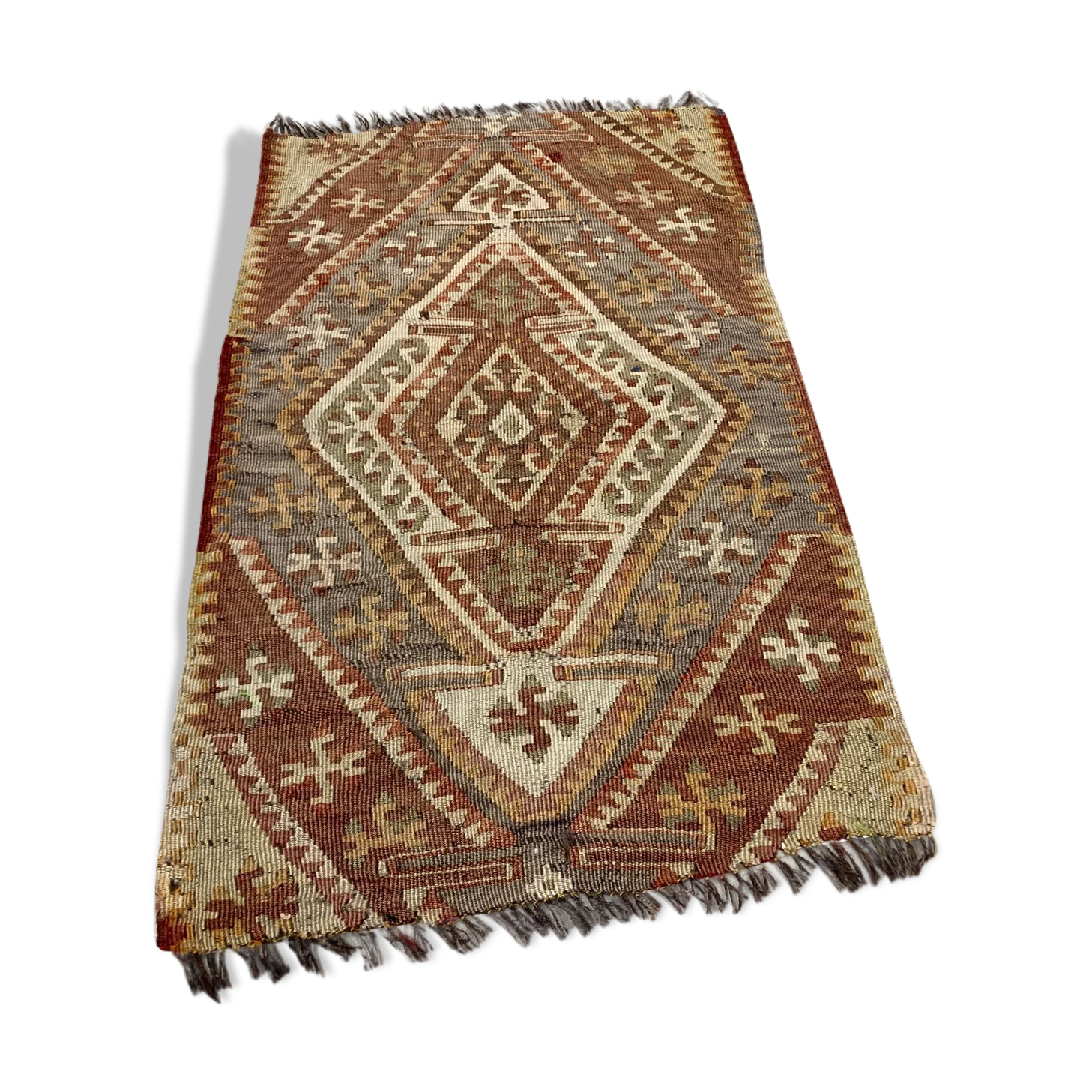 Vintage turkish kilim 78x48 cm shabby wool
