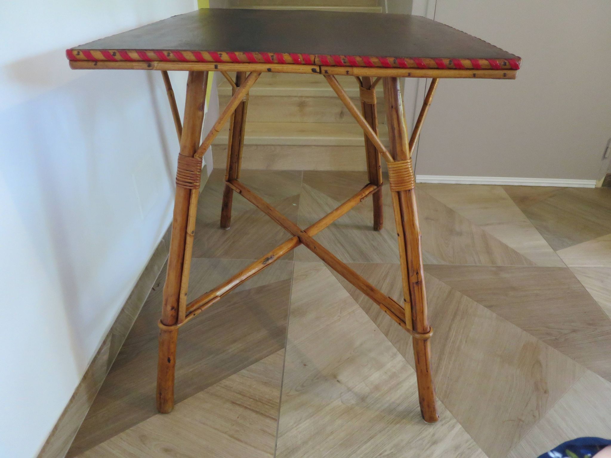 Wooden, bamboo and rattan game table, 1960s